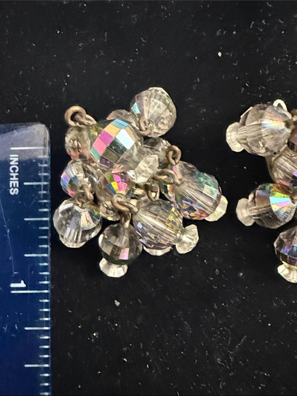 Laguna Vintage Mid-century Aurora Boreali Crystal Cluster Clip-On Earrings - Picture 3 of 3